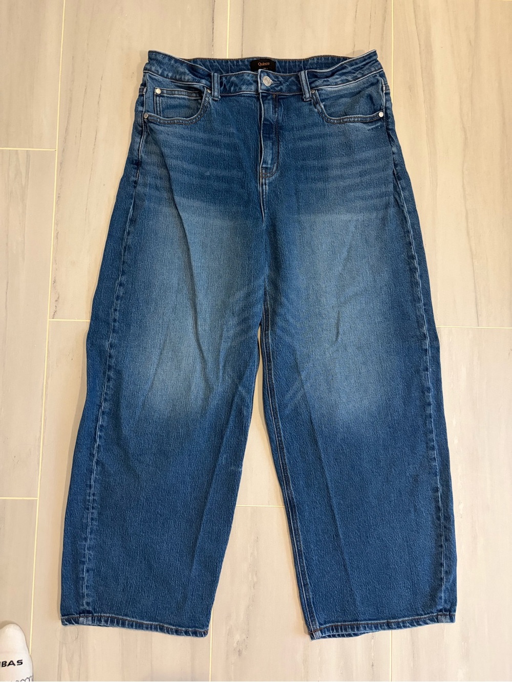 Quince Bella Stretch Barrel Jeans - Medium Blue Size 32 - Picture 4 of 9